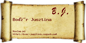 Boár Jusztina névjegykártya